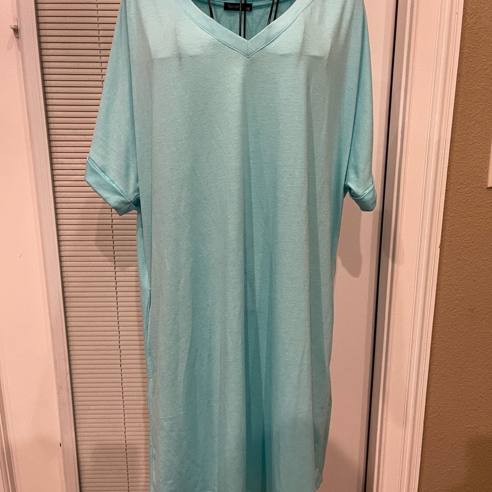 Asymmetrical Aqua Dress